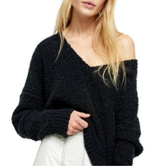 Free People Black Finders Keepers V Neck Sweater - Picture 3 of 9
